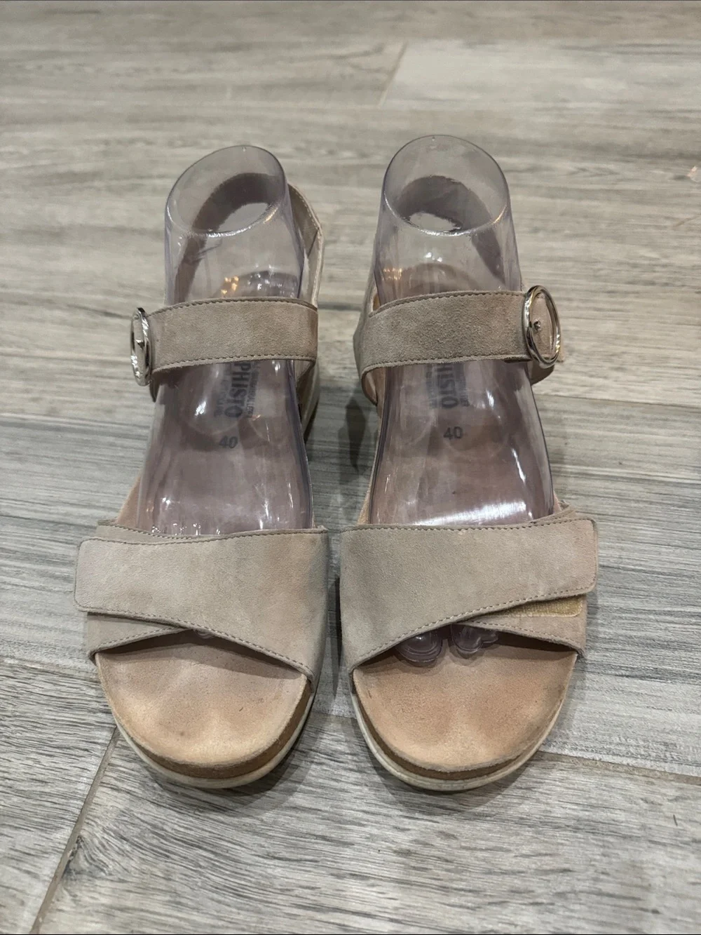 Mephisto Women’s Oriana Beige Suede Comfort Sandals with Buckle